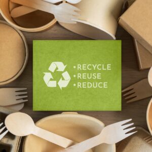 Reduce, reuse, recycle symbol. ecological concept Ecological metaphors for ecological waste